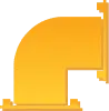 Yellow Pipe Icon Turning Right With A Vertical Segment On The End.